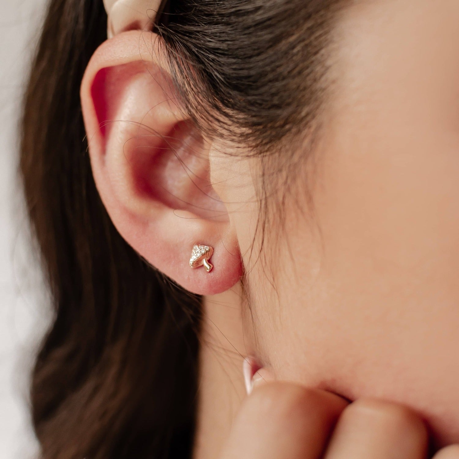 Pendiente de Botón Hongo Plata de Ley 925